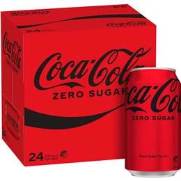 Coca-cola Zero Sugar Soft Drink Multipack Cans 24 X 375ml