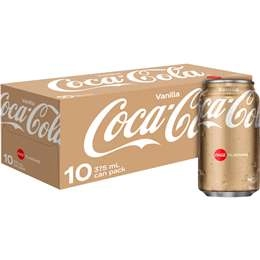 Coca-cola Vanilla  Soft Drink Multipack Cans 375ml X 10 Pack