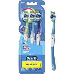 Oral B 5 Way Clean Toothbrush In Pink, Blue, Navy 3 Pack