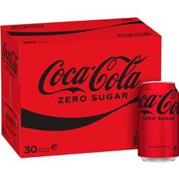 Coca-cola Zero Sugar Soft Drink Multipack Cans 30 X 375ml