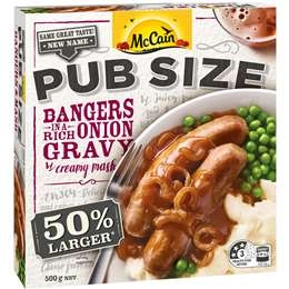 Mccain Pub Size Bangers & Mash Frozen Meal 500g