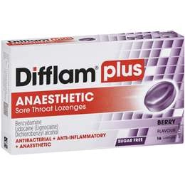 Difflam Plus Sore Throat Lozenges + Anaesthetic Berry 16 Pack