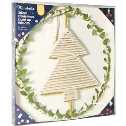 Mirabella Christmas 30cm Light Up Wreath Natural Each