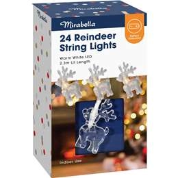 Mirabella Christmas 24 String Lights 2.3m Battery Operated Reindeer Each