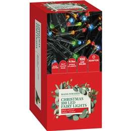 Christmas 100 Led Fairy Lights 9.9m Multi Coloured Each