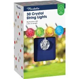 Mirabella Christmas 30 String Lights 2.9m Solar Crystal Each