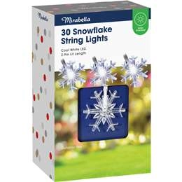 Mirabella Christmas 30 String Lights 2.9m Solar Snowflake Each