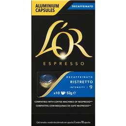 L'or Espresso Decaf Ristretto Intensity 9 Coffee Capsules 10 Pack