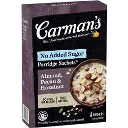 Carman's Porridge Sachets Almond, Pecan & Hazelnut 8 Pack