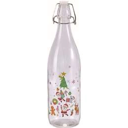 Christmas Glass Bottle With Stopper Novelty 1l Each