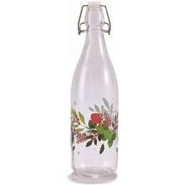 Christmas Glass Bottle With Stopper Traditional 1l Each