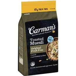 Carman's Muesli Toasted Original Fruit Free 875g