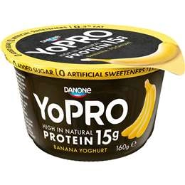 Yopro Danone High Protein Yoghurt No Added Sugar Banana 160g