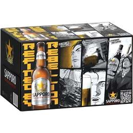 Sapporo Premium Lager Beer Bottles 355ml X 24 Case