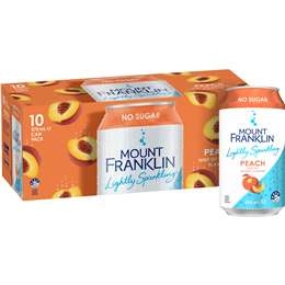 Mount Franklin Lightly Sparkling Peach Cans  375ml X 10 Pack