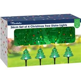 Christmas 36cm 4 Tree Stake Lights Solar Each