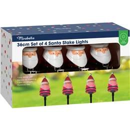 Christmas 36cm 4 Santa Stake Lights Solar Each