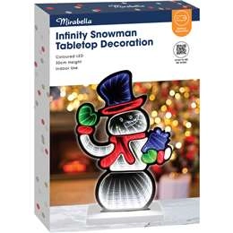 Mirabella Christmas 30cm Led Infinity Tabletop Decoration Snowman Each