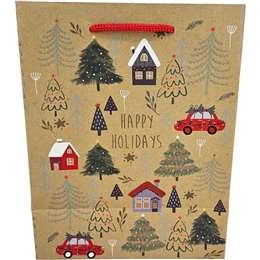 Christmas Gift Bag Kraft Medium Each