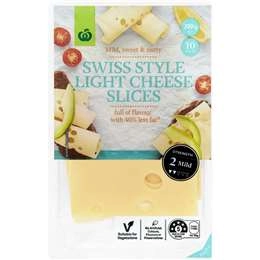 Woolworths Swiss Light Cheese Slices 200g