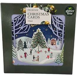 Christmas Cards Premium Square Reindeer  5 Pack