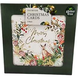 Christmas Cards Premium Square Wreath  5 Pack