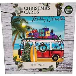 Christmas Cards Square Retro  12 Pack