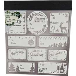 Christmas Foil Present Stickers Silver 40 Pack