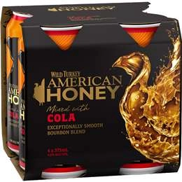 Wild Turkey American Whisky & Cola Can 375ml X 4 Pack