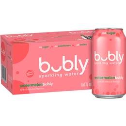 Bubly Watermelon Sparkling Water No Sugar Multipack Cans 375ml X 8 Pack