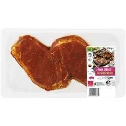 Woolworths Cook Pork Steaks With Sweet & Smokey Bbq Glaze 250g