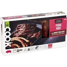 Woolworths Cook Slow Cooked Pork Ribs In Smokey Bbq Sauce 650g