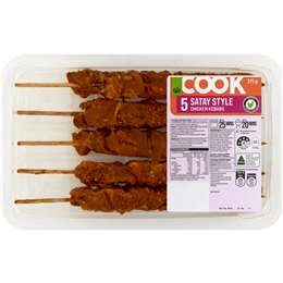 Woolworths Cook Chicken Kebab Satay Style 375g