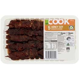 Woolworths Cook Chicken Kebab Honey Soy 375g