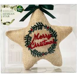 Christmas Woodland 3d Hessian Star  Each