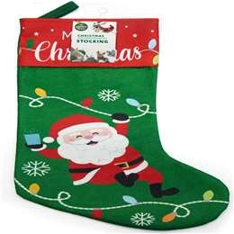 Christmas Stocking Santa Green  Each