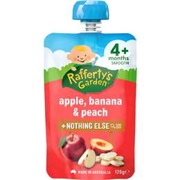 Rafferty's Garden Baby Food Pouch Apple, Banana & Peach Nothing Else 4+ Months 120g