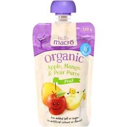 Macro Baby Organic 4 Months+ Apple Mango & Pear 120g