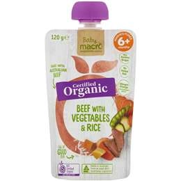 Macro Organic Baby Food Beef Vegetables & Rice 6m 120g