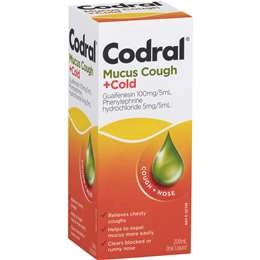 Codral Mucus Cough + Cold Liquid Raspberry Flavour 200ml