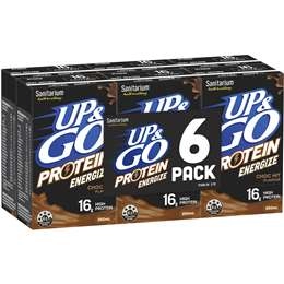 Sanitarium Up&go Protein Energize Choc 250ml X6 Pack