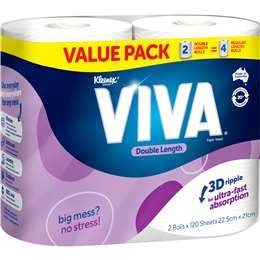 Viva Double Length Paper Towels Double Length 120 Sheets 2 Pack