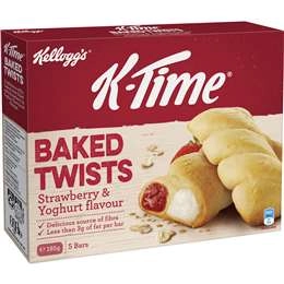 Kellogg's K-time Baked Twists Strawberry & Yoghurt Flavour Snack Bars 5 Pack