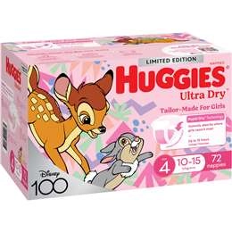 Huggies Ultra Dry Nappies Girls Size 4 (10-15kg) 72 Pack