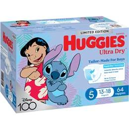 Huggies Ultra Dry Nappies Boys Size 5 (13-18kg) 64 Pack