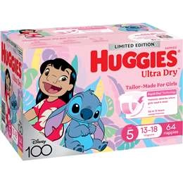 Huggies Ultra Dry Nappies Girls Size 5 (13-18kg) 64 Pack