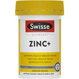 Swisse Ultiboost Zinc+ Tablets For Immune System Support 60 Pack