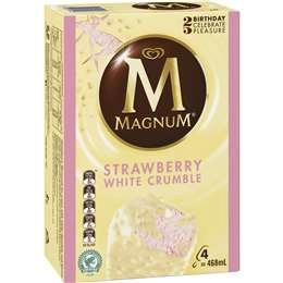 Magnum Ice Cream Strawberry White Crumble 4 Pack 468ml