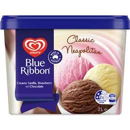 Blue Ribbon Neapolitan Reduced Fat Ice Cream Dessert Tub 2l