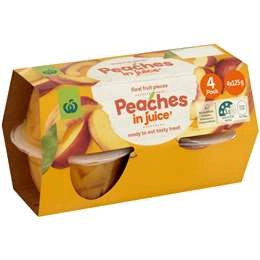 Woolworths Peaches In Juice Cups 4 Pack